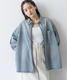 RAGEBLUE | 【UNISEX】選べる着丈/Wジップオーバーダイ加工デニムルーズシャツ(シャツ/ブラウス)