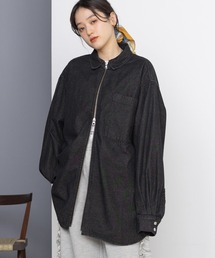 RAGEBLUE | 【UNISEX】 overdyed denim loose shirt/選べる着丈/Wジップオーバーダイ加工デニムルーズシャツ(シャツ/ブラウス)