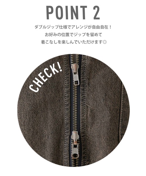 RAGEBLUE（レイジブルー）の「【UNISEX】 overdyed denim loose shirt/選べる着丈/Wジップオーバーダイ加工デニムルーズシャツ（シャツ/ブラウス・レディース・ライトブルー/ブルー/ブラウン/ブラック/ブルー系7・MEDIUM/LARGE）」の6枚目の写真