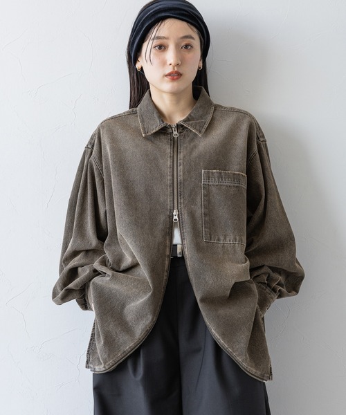 【匿名配送】RAGEBLUE Wジップオーバーダイ加工デニムルーズシャツ RAGEBLUE ブラウス シャツ 「UNISEX」 overdyed denim loose
