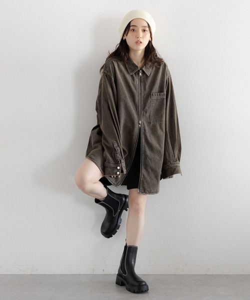 RAGEBLUE（レイジブルー）の「【UNISEX】 overdyed denim loose shirt/選べる着丈/Wジップオーバーダイ加工デニムルーズシャツ（シャツ/ブラウス・レディース・ライトブルー/ブルー/ブラウン/ブラック/ブルー系7・MEDIUM/LARGE）」の12枚目の写真