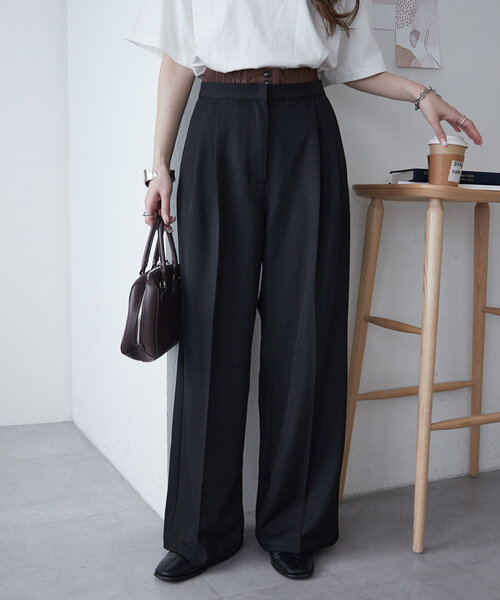 DISCOAT（ディスコート）の「【平成エモ】2タックダブルウエストワイドパンツ（その他パンツ・レディース・ブラウン/グレー/ブラック・MEDIUM/LARGE/SMALL）」の7枚目の写真