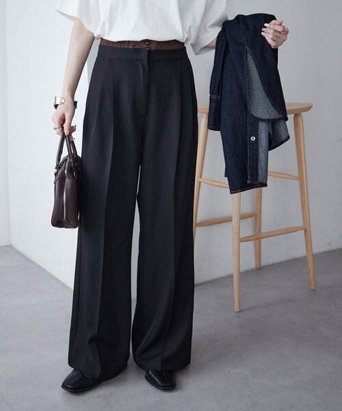 DISCOAT（ディスコート）の「【平成エモ】2タックダブルウエストワイドパンツ（その他パンツ・レディース・ブラウン/グレー/ブラック・MEDIUM/LARGE/SMALL）」の6枚目の写真