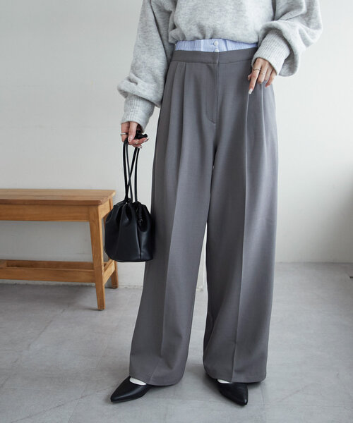 DISCOAT（ディスコート）の「【平成エモ】2タックダブルウエストワイドパンツ（その他パンツ・レディース・ブラウン/グレー/ブラック・MEDIUM/LARGE/SMALL）」の16枚目の写真