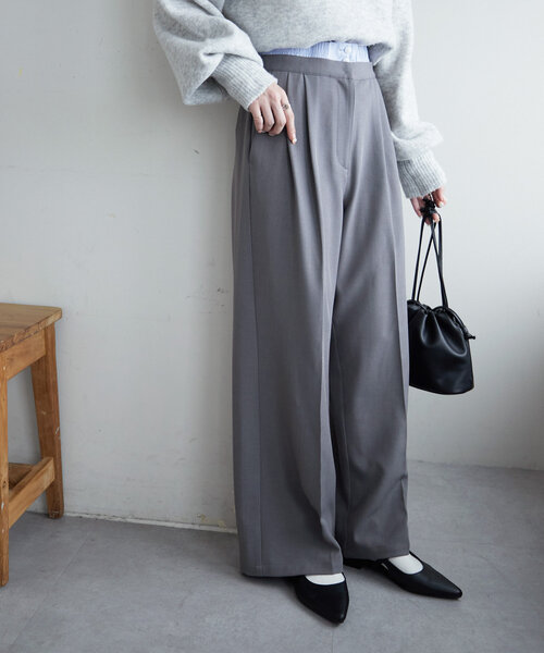 DISCOAT（ディスコート）の「【平成エモ】2タックダブルウエストワイドパンツ（その他パンツ・レディース・ブラウン/グレー/ブラック・MEDIUM/LARGE/SMALL）」の17枚目の写真