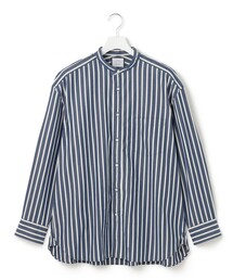 【UNISEX】ストライプ バンドカラーシャツ