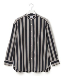 【UNISEX】ストライプ バンドカラーシャツ