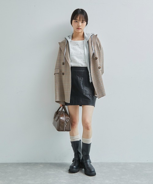 VIS(ビス)の「【洗える】ポンチショートパーカー(パーカー・レディース・ホワイト系その他5/ライトグレー・FREE)」の5枚目の写真