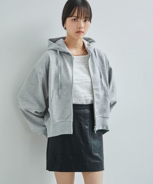 VIS(ビス)の「【洗える】ポンチショートパーカー(パーカー・レディース・ホワイト系その他5/ライトグレー・FREE)」の8枚目の写真