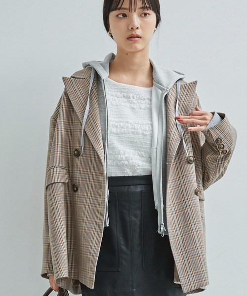 VIS(ビス)の「【洗える】ポンチショートパーカー(パーカー・レディース・ホワイト系その他5/ライトグレー・FREE)」の10枚目の写真