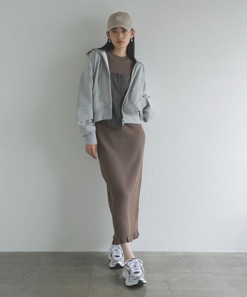 VIS(ビス)の「【洗える】ポンチショートパーカー(パーカー・レディース・ホワイト系その他5/ライトグレー・FREE)」の3枚目の写真