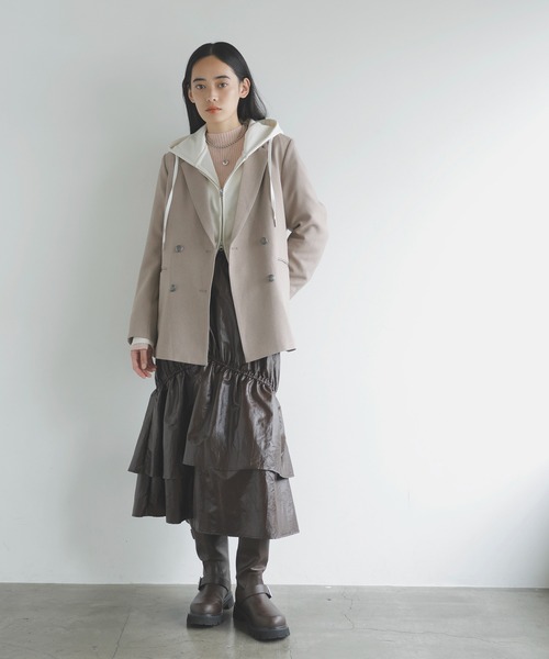 VIS(ビス)の「【洗える】ポンチショートパーカー(パーカー・レディース・ホワイト系その他5/ライトグレー・FREE)」の4枚目の写真