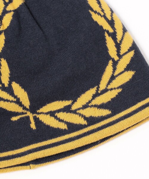 FRED PERRY（フレッドペリー）の「【別注】FRED PERRY / ロゴ ジャカード ビーニー（ニットキャップ/ビーニー・メンズ・ブラック/グリーン/ネイビー・ONE SIZE）」の8枚目の写真