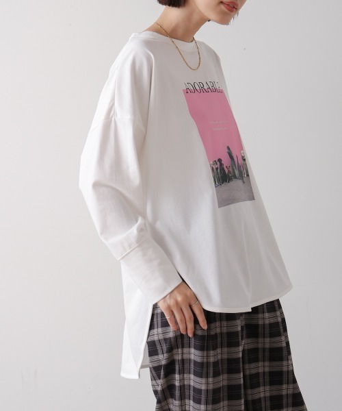 Bou Jeloud（ブージュルード）の「DogプリントTシャツ（Tシャツ/カットソー・レディース・オフホワイト/チャコールグレー・FREE）」の5枚目の写真