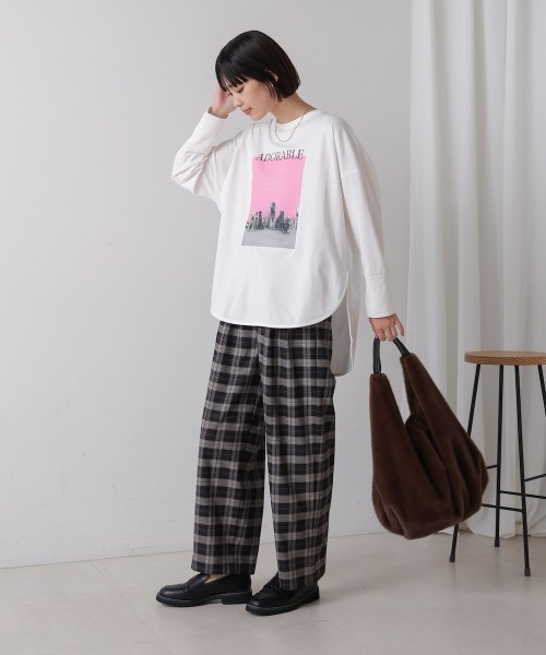 Bou Jeloud（ブージュルード）の「DogプリントTシャツ（Tシャツ/カットソー・レディース・オフホワイト/チャコールグレー・FREE）」の6枚目の写真