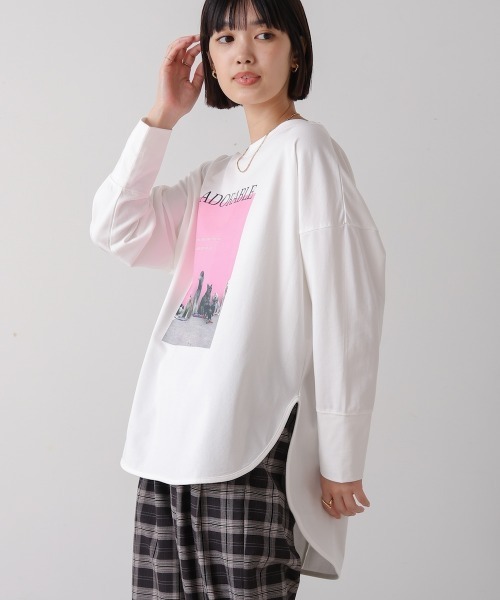 Bou Jeloud（ブージュルード）の「DogプリントTシャツ（Tシャツ/カットソー・レディース・オフホワイト/チャコールグレー・FREE）」の7枚目の写真