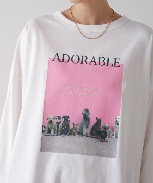 Bou Jeloud（ブージュルード）の「DogプリントTシャツ（Tシャツ/カットソー・レディース・オフホワイト/チャコールグレー・FREE）」の11枚目の写真