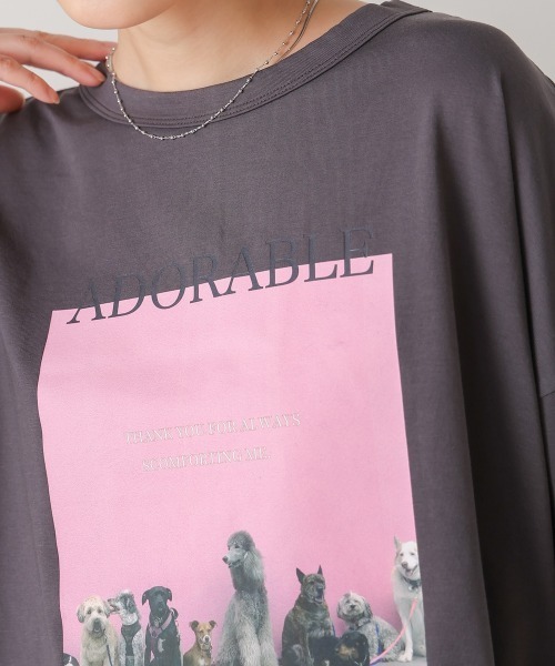 Bou Jeloud（ブージュルード）の「DogプリントTシャツ（Tシャツ/カットソー・レディース・オフホワイト/チャコールグレー・FREE）」の18枚目の写真