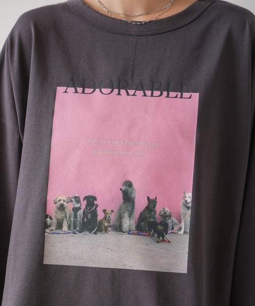 Bou Jeloud（ブージュルード）の「DogプリントTシャツ（Tシャツ/カットソー・レディース・オフホワイト/チャコールグレー・FREE）」の19枚目の写真