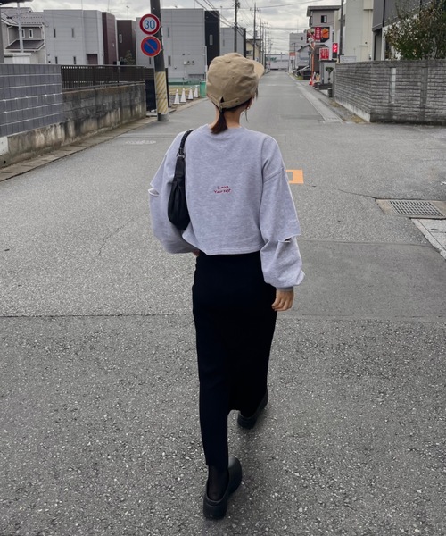 INTER FACTORY（インターファクトリー）の「YUKI - 刺繍カットアウトスウェット made in INTER FACTORY（スウェット・レディース・チャコールグレー/ライトグレー・FREE）」の13枚目の写真