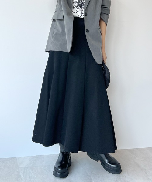 STELLA FISH（ステラフィッシュ）の「スウェットロングフレアスカート（スカート・レディース・グレー/ブラック・FREE）」の2枚目の写真