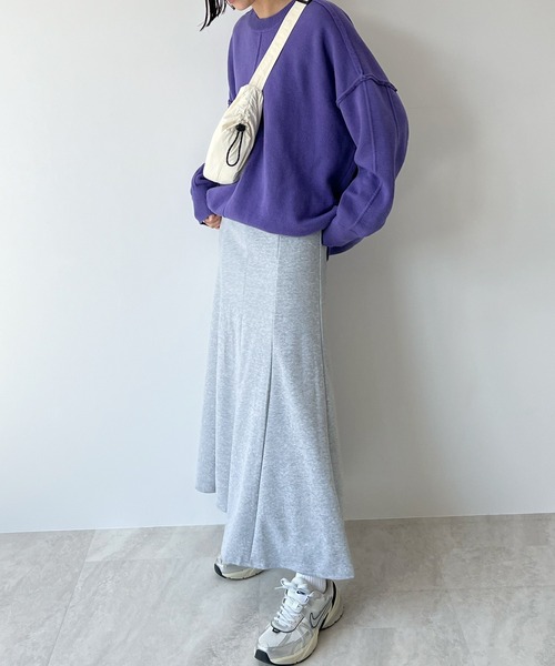 STELLA FISH（ステラフィッシュ）の「スウェットロングフレアスカート（スカート・レディース・グレー/ブラック・FREE）」の7枚目の写真