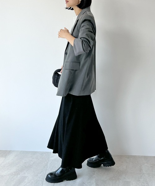 STELLA FISH（ステラフィッシュ）の「スウェットロングフレアスカート（スカート・レディース・グレー/ブラック・FREE）」の6枚目の写真