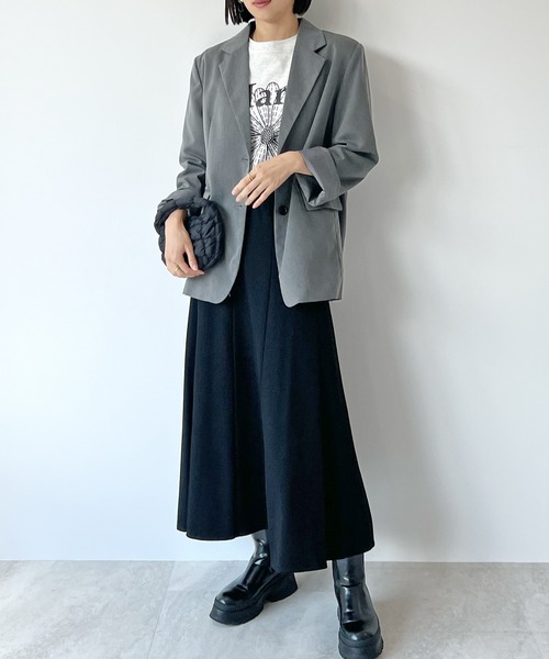STELLA FISH（ステラフィッシュ）の「スウェットロングフレアスカート（スカート・レディース・グレー/ブラック・FREE）」の3枚目の写真