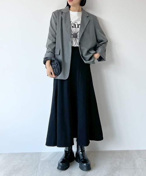 STELLA FISH（ステラフィッシュ）の「スウェットロングフレアスカート（スカート・レディース・グレー/ブラック・FREE）」の4枚目の写真