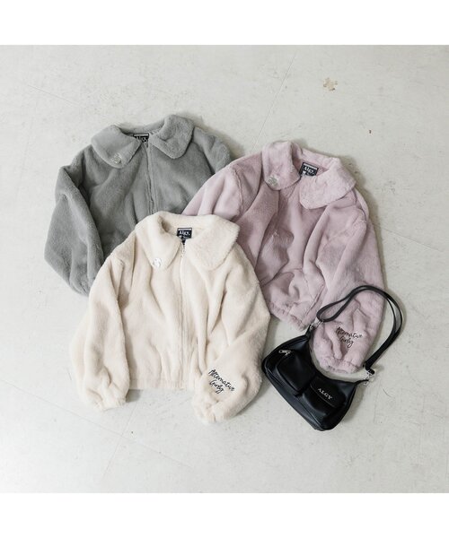 algy(アルジー)の「エコファーブルゾン(ブルゾン・キッズ・ピンク/グレー/アイボリー・SMALL/MEDIUM/X-SMALL/XX-SMALL)」の8枚目の写真