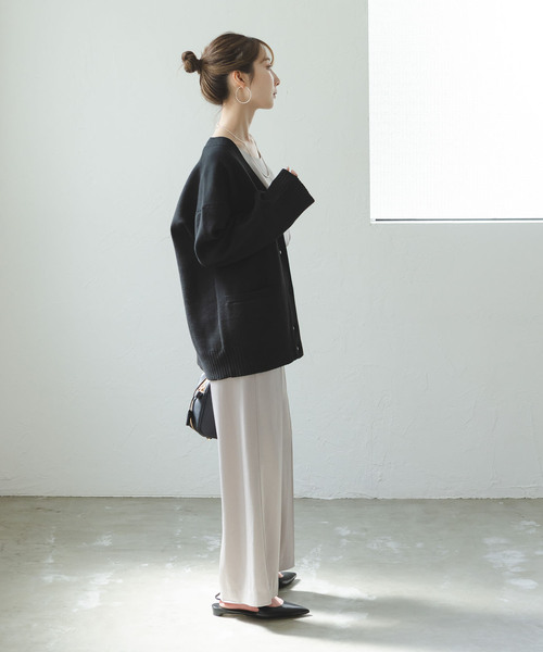 Noble（ノーブル）の「スムース編みオーバーカーデ（カーディガン/ボレロ・レディース・モカ/サックスブルー/ブラック・FREE）」の21枚目の写真