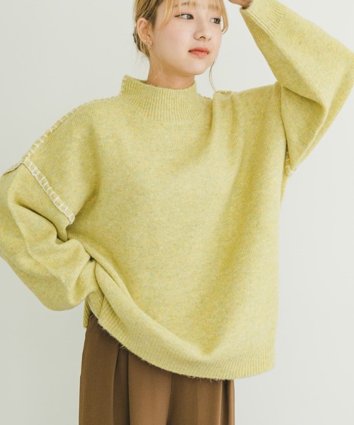 ITEMS URBANRESEARCH（アイテムズ アーバンリサーチ）の「ハンドステッチハイネックニット（ニット/セーター・レディース・イエロー/ライトベージュ/グレー/チャコールグレー・FREE）」の18枚目の写真