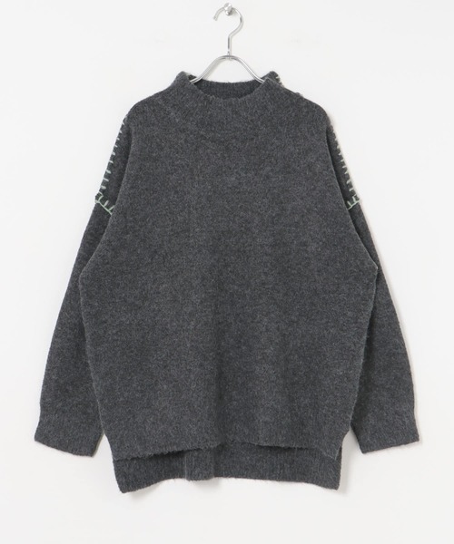 ITEMS URBANRESEARCH（アイテムズ アーバンリサーチ）の「ハンドステッチハイネックニット（ニット/セーター・レディース・イエロー/ライトベージュ/グレー/チャコールグレー・FREE）」の22枚目の写真