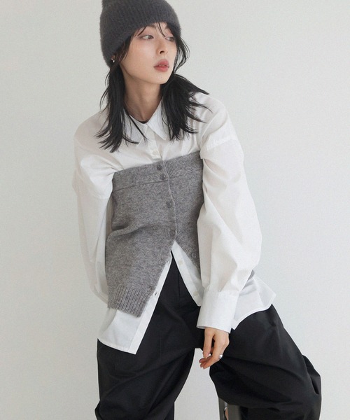 LIAN(リアン)の「2WAYニットベアビスチェ(その他トップス・レディース・ブラック/アイボリー/グレー・FREE)」の2枚目の写真