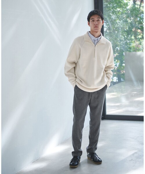 green label relaxing(グリーンレーベルリラクシング)の「Morley スムース ハーフジップ ニット(ニット/セーター・メンズ・ネイビー/オフホワイト/ブラック・S/M/L)」の4枚目の写真