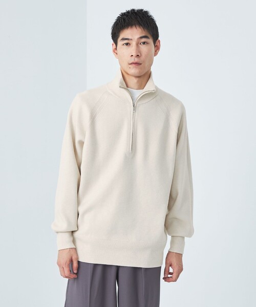 green label relaxing(グリーンレーベルリラクシング)の「Morley スムース ハーフジップ ニット(ニット/セーター・メンズ・ネイビー/オフホワイト/ブラック・S/M/L)」の6枚目の写真