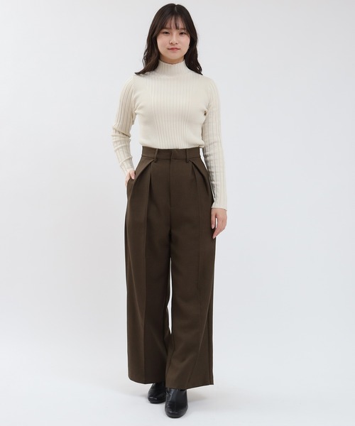 TRUDEA(トルディア)の「ランダムリブハイネックプルオーバー(ニット/セーター・レディース・ブラック/ブルーグリーン/ワイン/ベージュ/ライトグレー・MEDIUM/LARGE)」の13枚目の写真