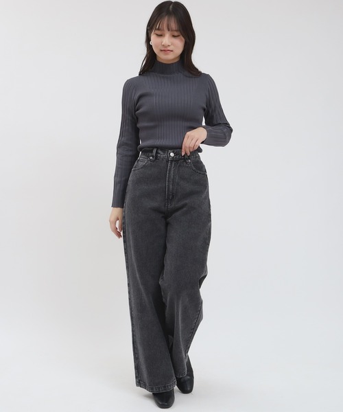 TRUDEA(トルディア)の「ランダムリブハイネックプルオーバー(ニット/セーター・レディース・ブラック/ブルーグリーン/ワイン/ベージュ/ライトグレー・MEDIUM/LARGE)」の18枚目の写真