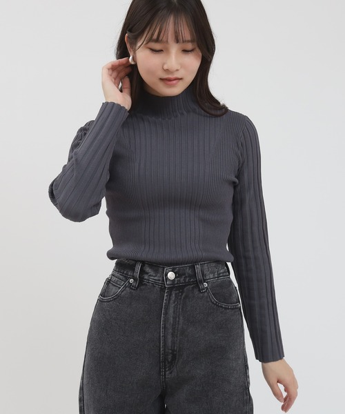 TRUDEA(トルディア)の「ランダムリブハイネックプルオーバー(ニット/セーター・レディース・ブラック/ブルーグリーン/ワイン/ベージュ/ライトグレー・MEDIUM/LARGE)」の14枚目の写真