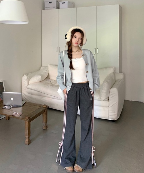shopnikoniko(ショップニコニコ)の「サイドリボン スウェットパンツ トラックパンツ(スウェットパンツ・レディース・グレー・フリー)」の10枚目の写真