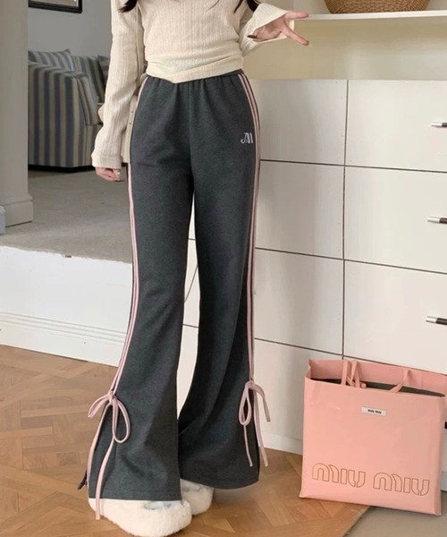 shopnikoniko(ショップニコニコ)の「サイドリボン スウェットパンツ トラックパンツ(スウェットパンツ・レディース・グレー・フリー)」の8枚目の写真