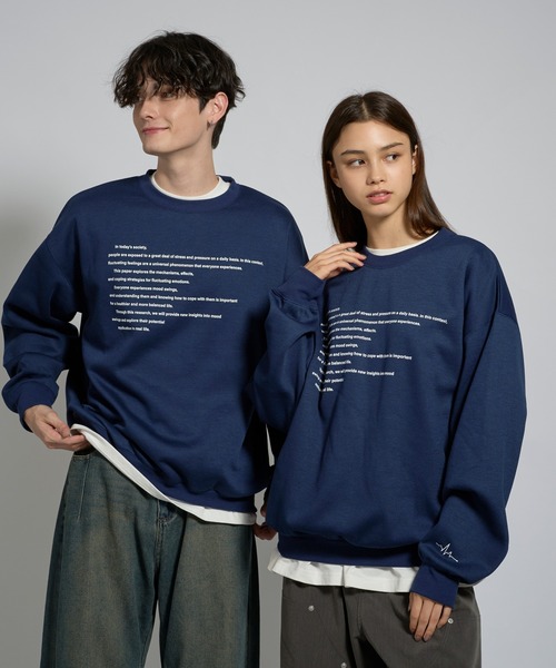 kutir（クティール）の「ASSORTMENT GRAPHIC CREW NECK SWEAT/アソートグラフィッククルーネックスウェット（スウェット・メンズ・ネイビー/グレー/ブラック系/ブラック/杢グレー・LARGE/MEDIUM）」の5枚目の写真