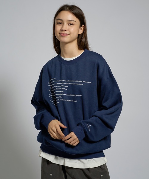 kutir（クティール）の「ASSORTMENT GRAPHIC CREW NECK SWEAT/アソートグラフィッククルーネックスウェット（スウェット・メンズ・ネイビー/グレー/ブラック系/ブラック/杢グレー・LARGE/MEDIUM）」の8枚目の写真