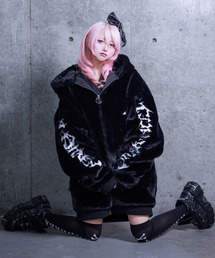 Amilige（アミリージュ）の「ロゴ刺繍ファーZIPコート（その他
