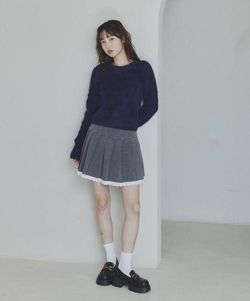 Lallana(ララーナ)の「シャギーショートニット(ニット/セーター・レディース・アイボリー/ネイビー/ベージュ・FREE)」の16枚目の写真