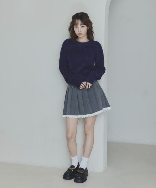 Lallana(ララーナ)の「シャギーショートニット(ニット/セーター・レディース・アイボリー/ネイビー/ベージュ・FREE)」の17枚目の写真