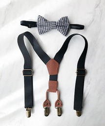 TIMELESS&THREE | チェックボウタイ&レザーモチーフサスペンダーセット(KIDS)(サスペンダー)