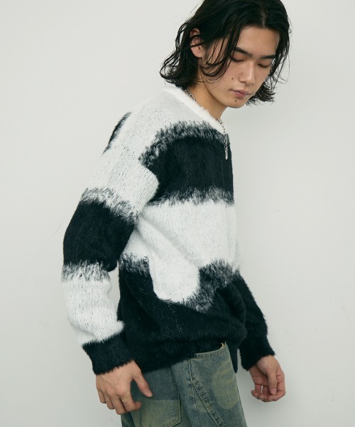 Shoowtime(ショウタイム)の「Mohair like Shaggy Knit Sweater / モヘアライクルーズシャギーニットセーター(ニット/セーター・メンズ・ブラウン/ブラック・MEDIUM/LARGE/X-LARGE)」の2枚目の写真