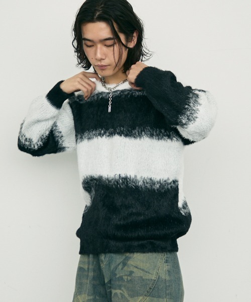 Shoowtime(ショウタイム)の「Mohair like Shaggy Knit Sweater / モヘアライクルーズシャギーニットセーター(ニット/セーター・メンズ・ブラウン/ブラック・MEDIUM/LARGE/X-LARGE)」の3枚目の写真