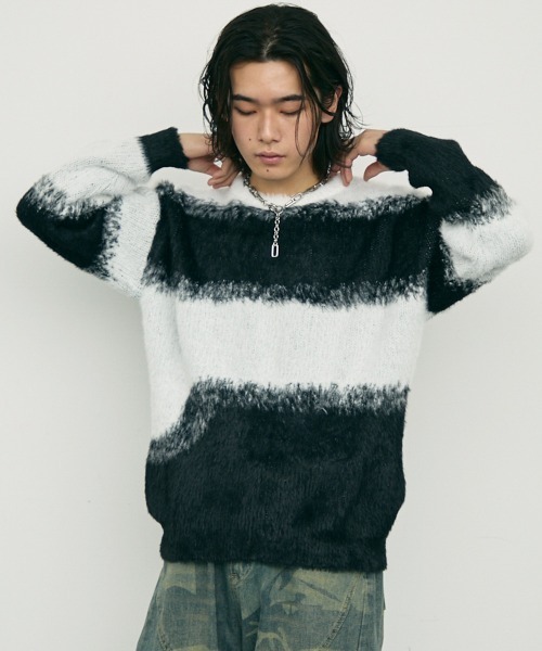 Shoowtime(ショウタイム)の「Mohair like Shaggy Knit Sweater / モヘアライクルーズシャギーニットセーター(ニット/セーター・メンズ・ブラウン/ブラック・MEDIUM/LARGE/X-LARGE)」の4枚目の写真